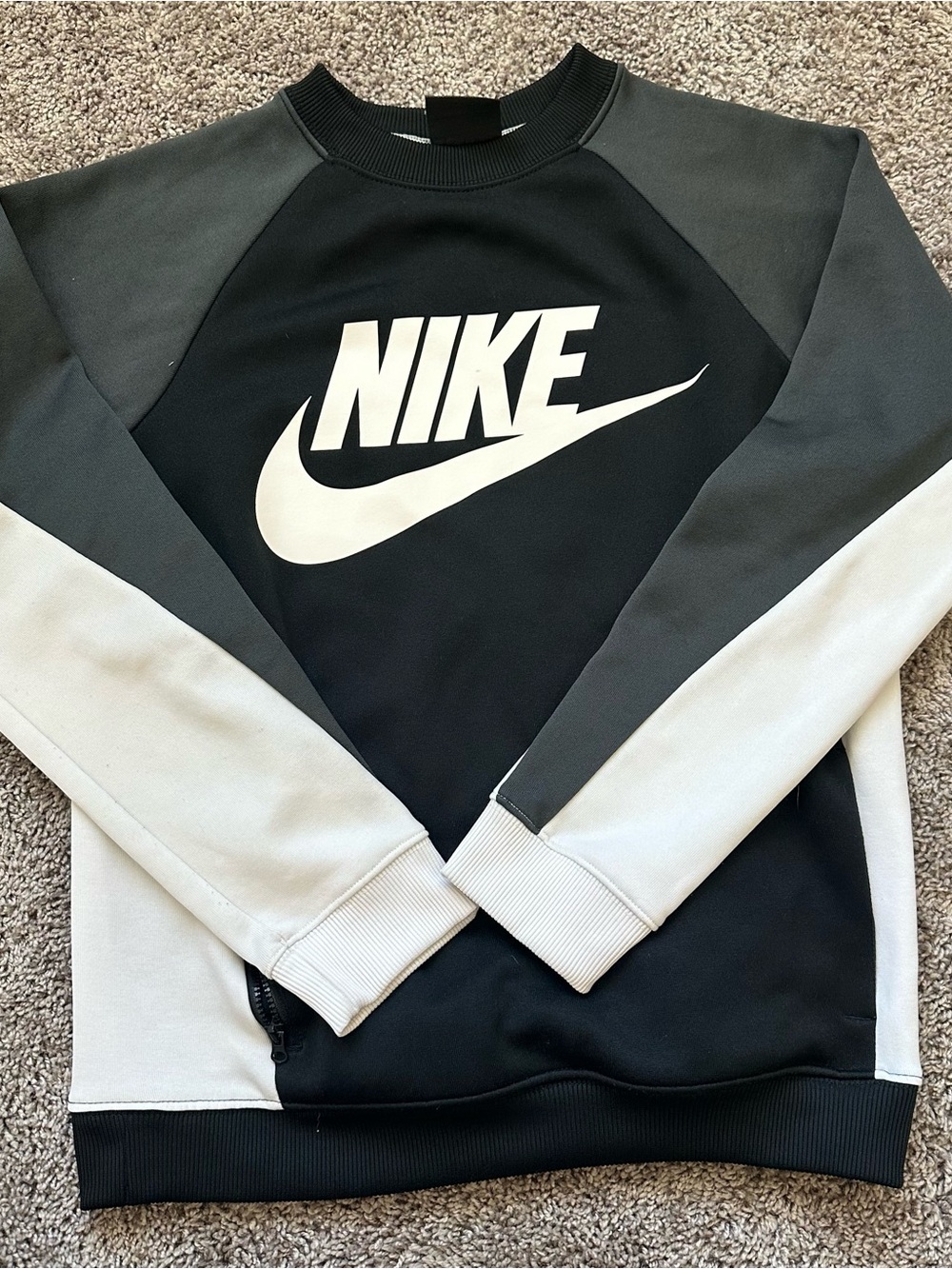 Nike Colorblock Black, Dark Gray & Light Gray Crewneck Sweatshirt